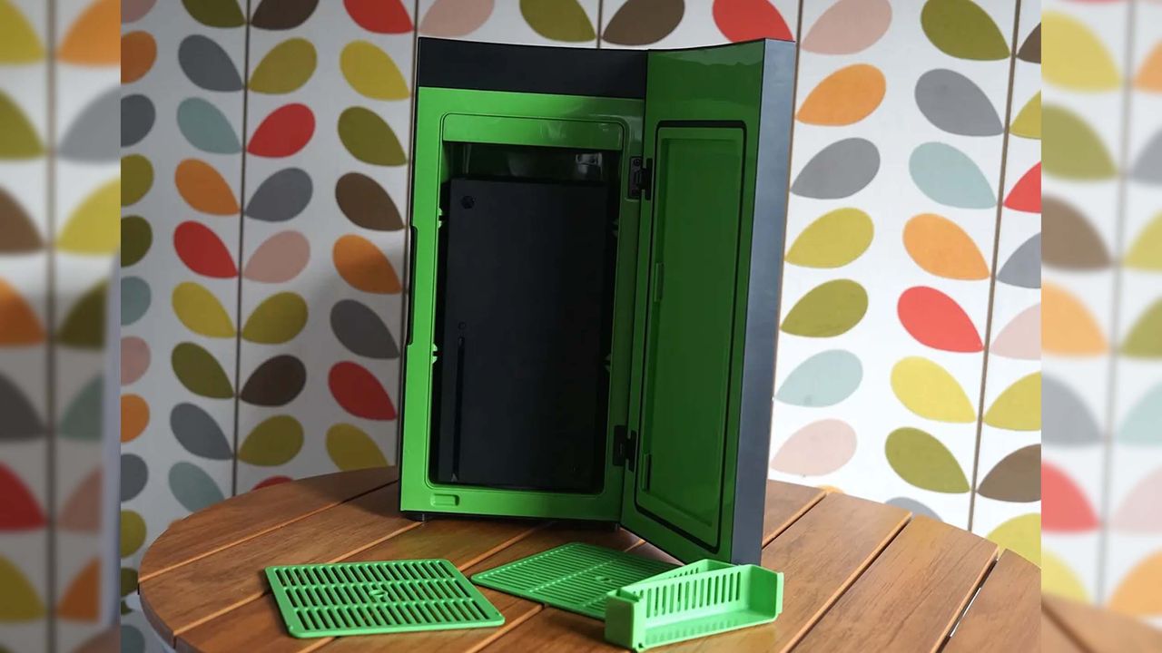 Xbox Series X inside Xbox Mini Fridge.