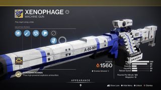 Destiny 2 Exotic weapon Xenophage Machine Gun
