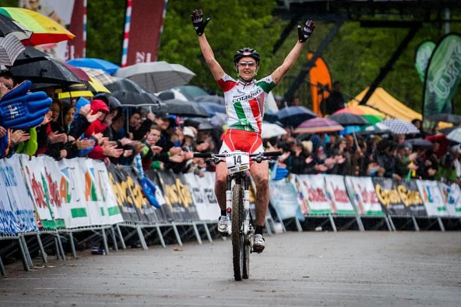Eva Lechner (Colnago Sudtirol) celebrates victory in Albstadt