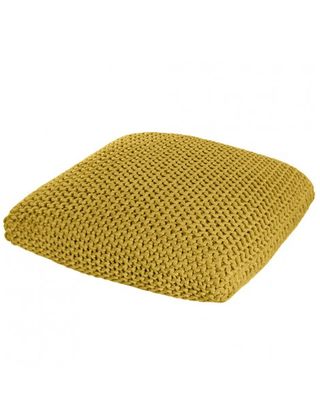 Yellow Knitted Pouffe Floor Cushion