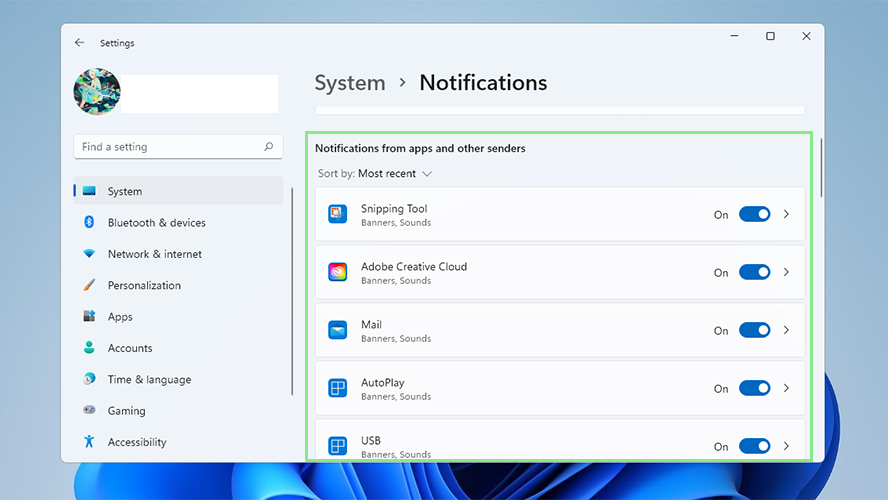 How to turn off notifications in Windows 11