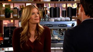 Michelle Stafford as Phyllis talking to someone at Crimson Lights in The Young and the Restless