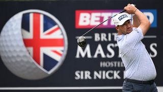 Thriston Lawrence takes a tee shot during the Betfred British Masters