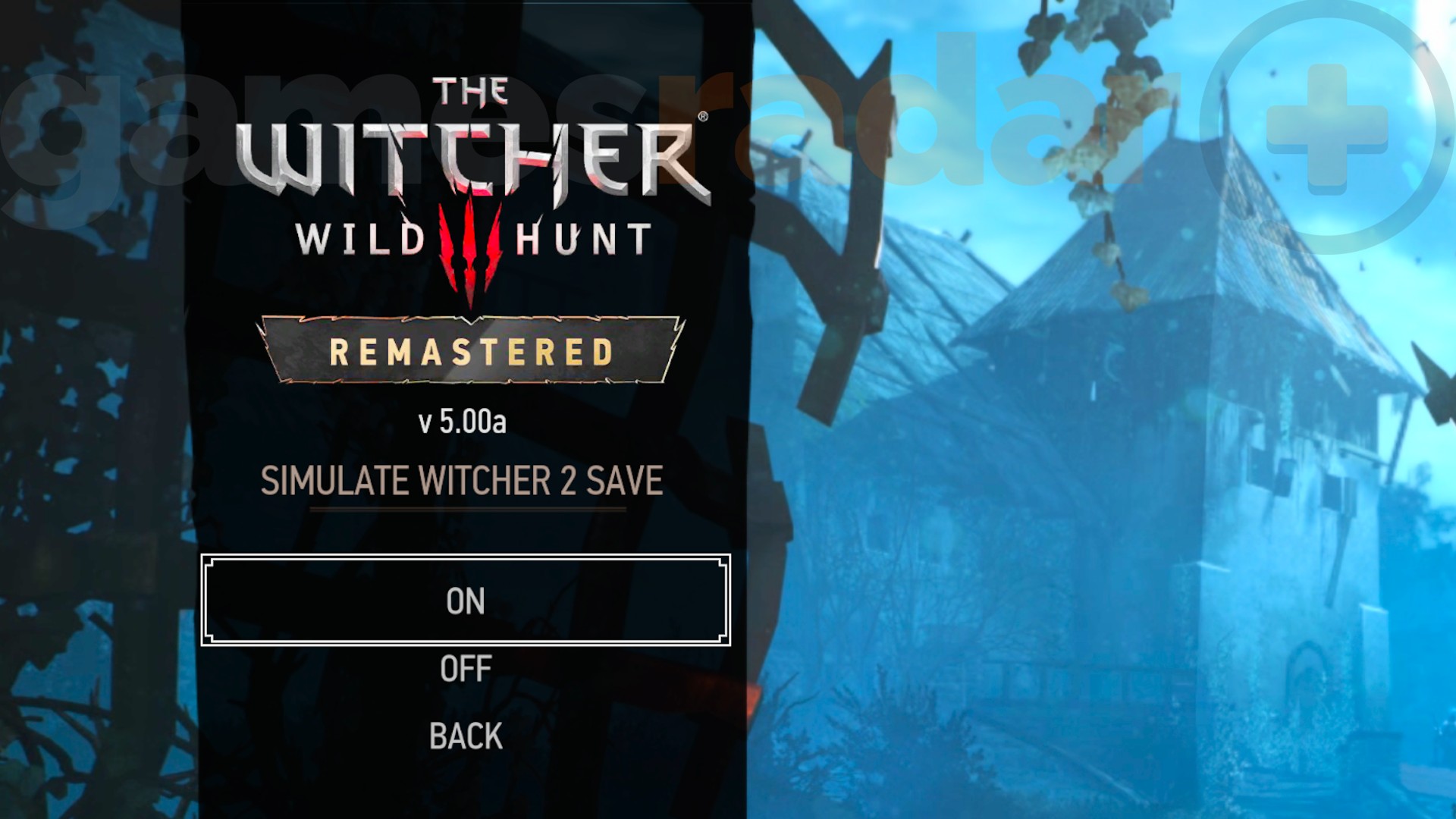 The in-game option to simulate a Witcher 2 save in the Witcher 3 Remastered.