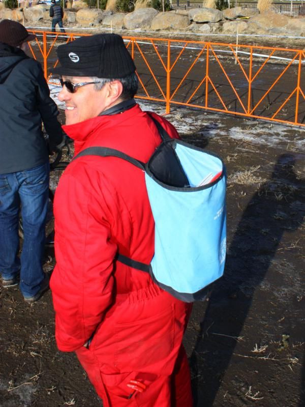 SRAM neutral service mechanic Jose Alcala was ready with a pack full of spare parts.