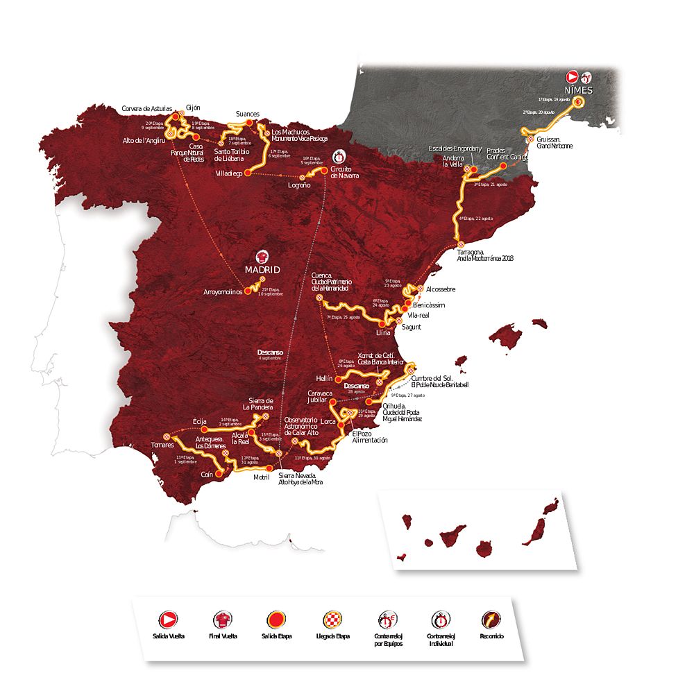 Map of the 2017 Vuelta a Espa&ntilde;a