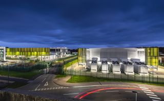 Kao Data data center at Harlow pictured at night