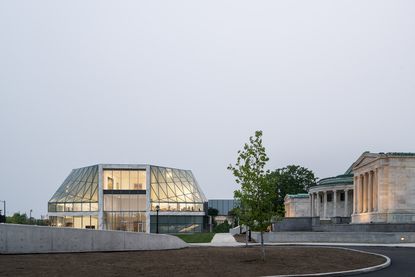 Buffalo AKG Art Museum opens, seen here part of exterior at dusk