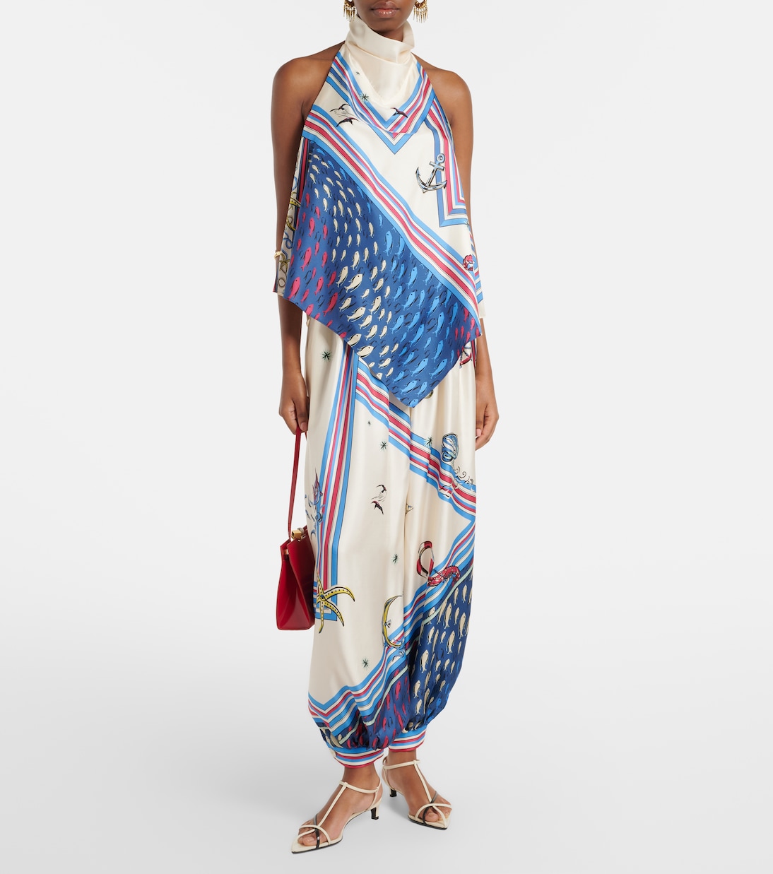 Apollo Printed Silk Satin Top in Multicoloured - Alemais