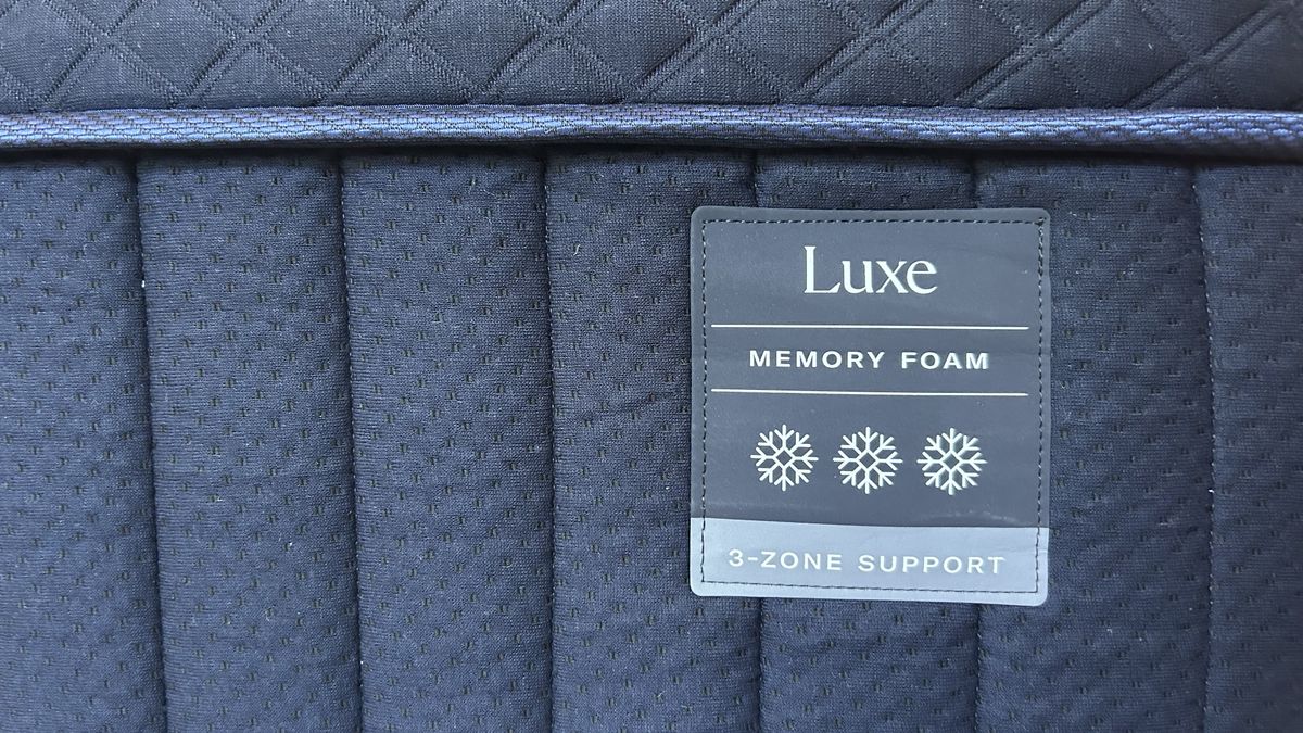 Close detail images of the DreamCloud Luxe Memory Foam mattress, showing design features like the quilted top of the bed and the handles sewn onto the sides