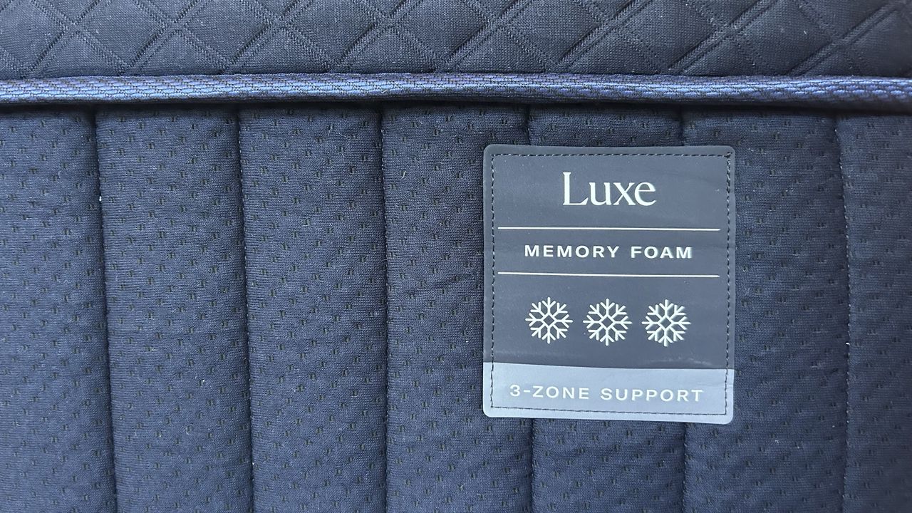 Close detail images of the DreamCloud Luxe Memory Foam mattress, showing design features like the quilted top of the bed and the handles sewn onto the sides