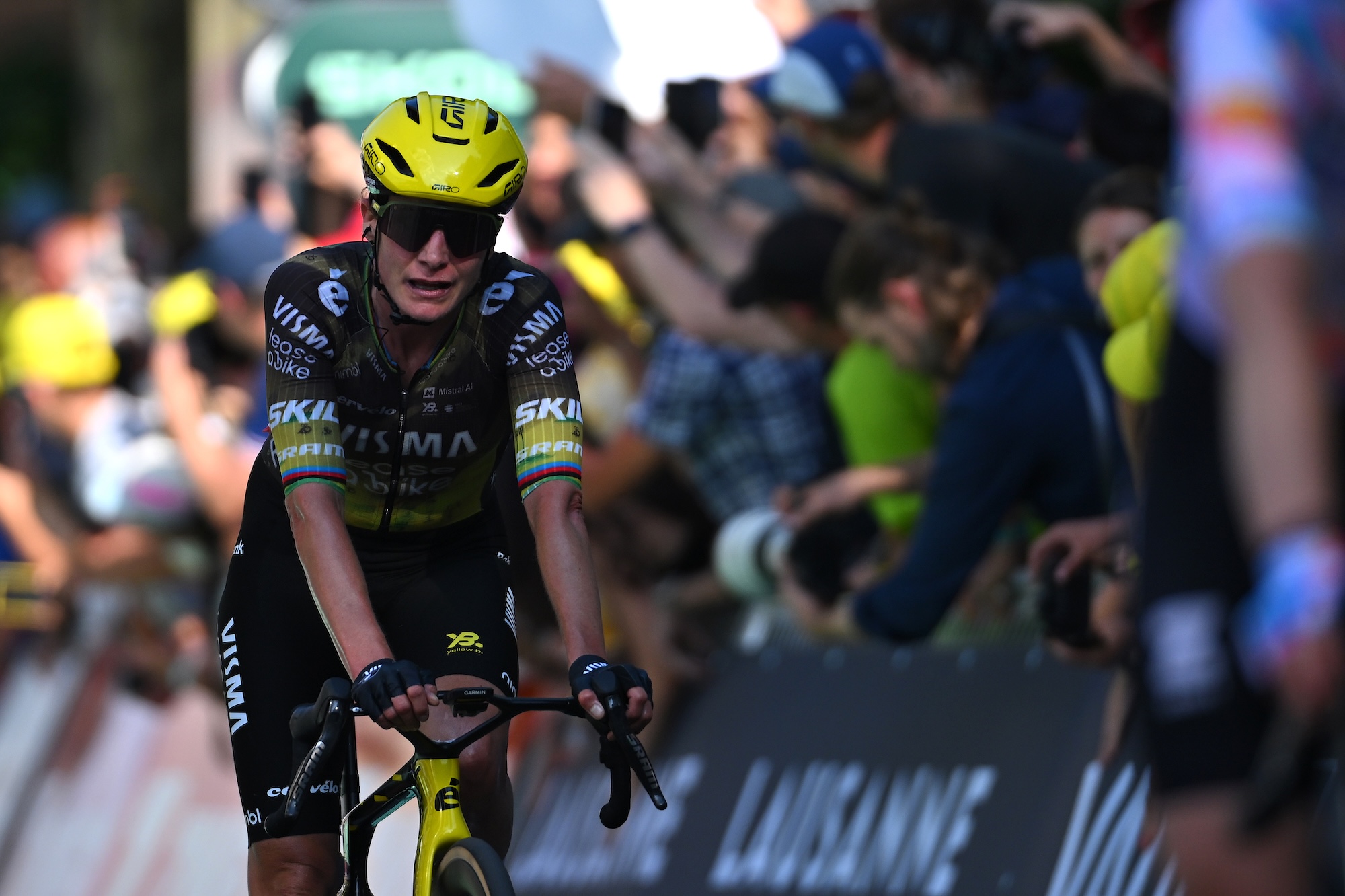 Marianne Vos crosses the finish line during the 5th Tour de France Femmes 2026, Stage 1