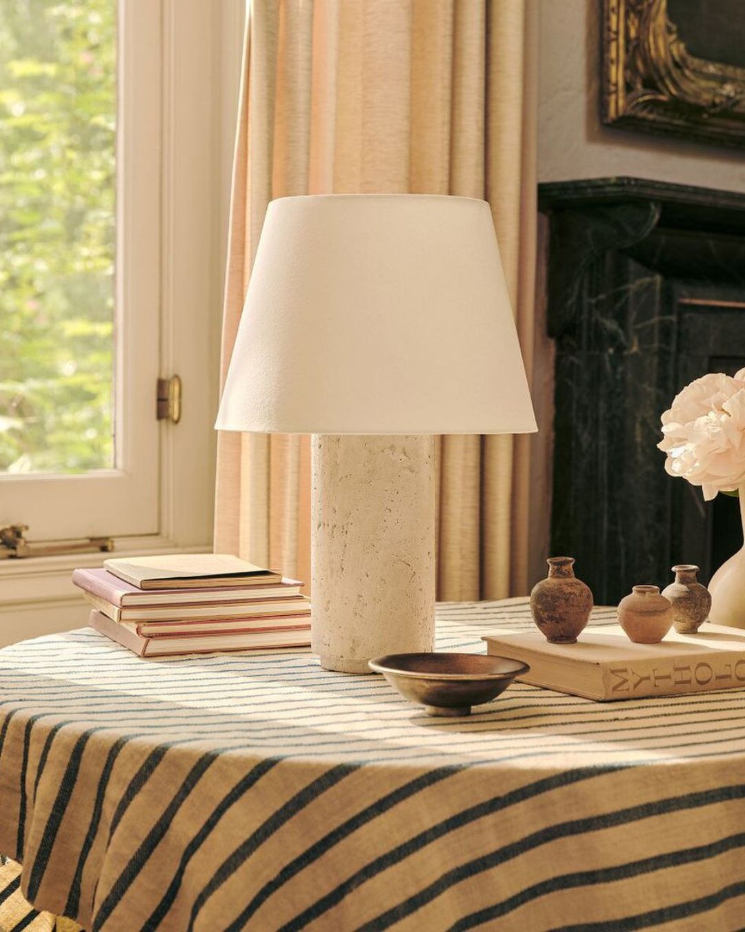 Colin King Travertine Table Lamp.