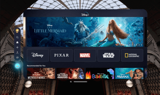 A preview of the Disney Plus menu shown on the Apple Vision Pro