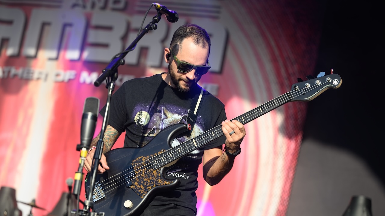 Zach Cooper of Coheed and Cambria performs onstage during 2000 Trees Music Festival at Upcote Farm on July 11, 2025 in Cheltenham, England.