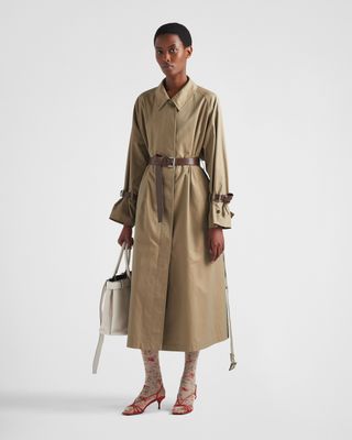 Single-Breasted Cotton Twill Trench Coat