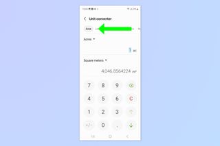 A screenshot showing how to use the tip calculator on Samsung Galaxy devices