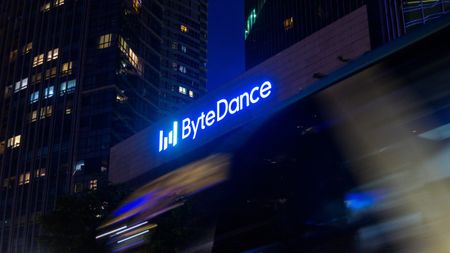 The logo of Chinese internet company Bytedance, parent company of popular social media application TikTok, is seen at its Singapore headquarters in Marina Bay Financial Centre in Singapore on Sunday, 18 June 2023.