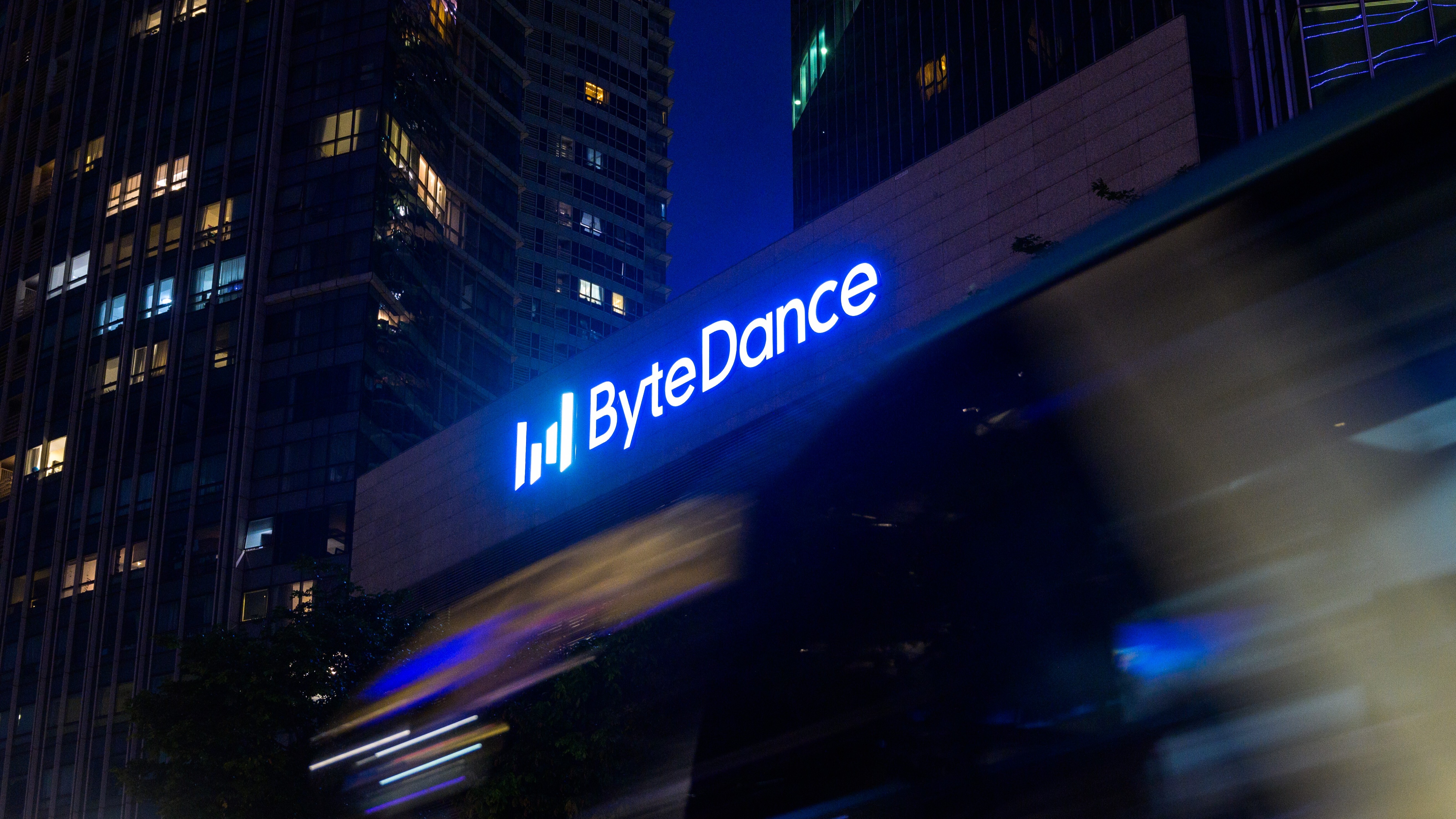 The logo of Chinese internet company Bytedance, parent company of popular social media application TikTok, is seen at its Singapore headquarters in Marina Bay Financial Centre in Singapore on Sunday, 18 June 2023.