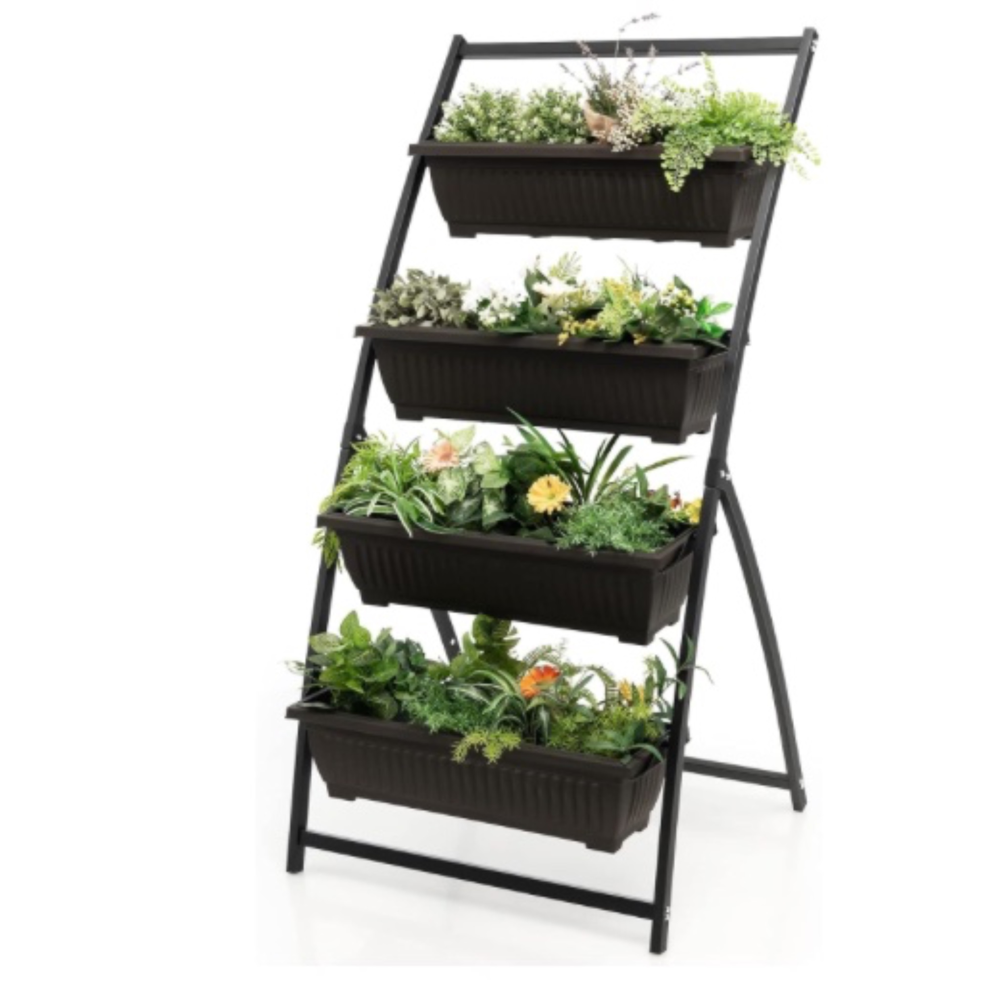Costway, Raised Garden Bed, 4-Tier Vertical Garden Planter with 4 Container Boxes and Drainage Holes, Black