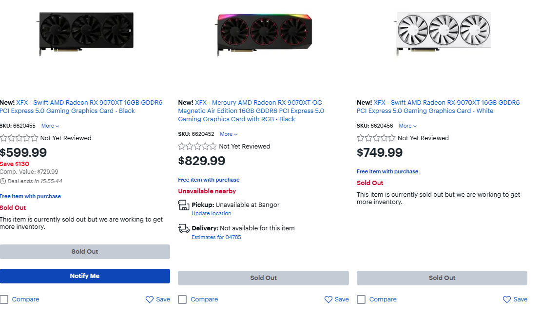 9070 XT sold out at Best Buy