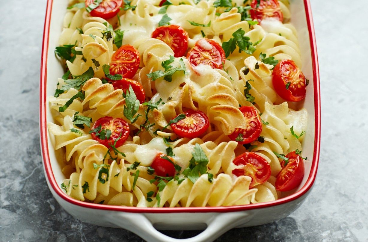 Garlic mushroom pasta bake