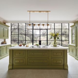 kitchen with white ceiling and glass vase