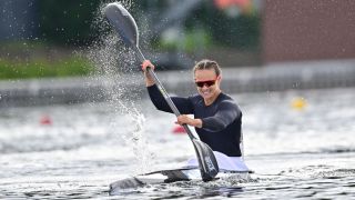 Lisa Carrington of New Zealand competes in the K1 W 200 final race and win the gold medal during day 5 of the 2023 ICF Canoe Sprint World Championships ahead of the 2024 Paris Olympics