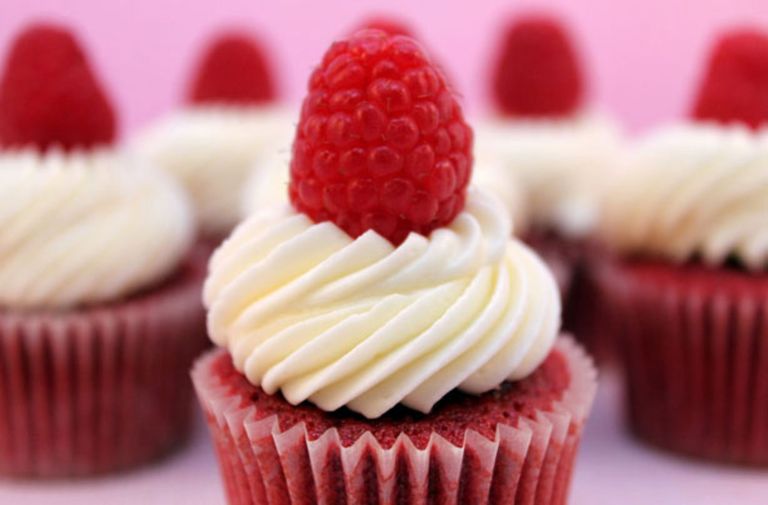 Raspberry red velvet cupcakes
