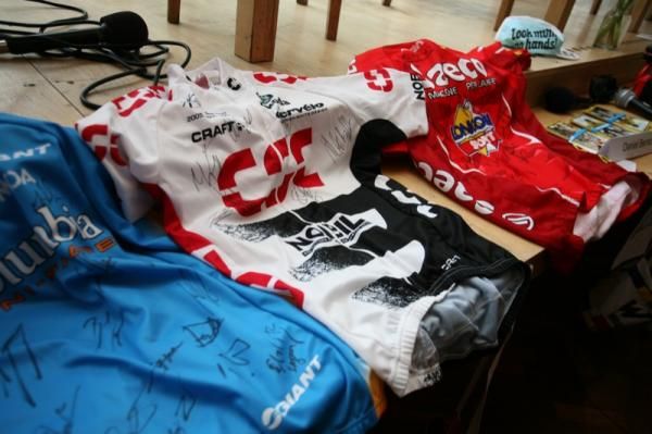 Some of the memorabilia on offer for the prize drawing.