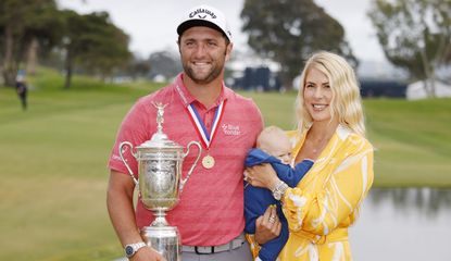 Jon Rahm with his family after winning the US Open