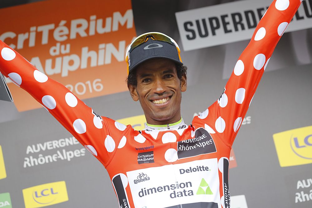Daniel Teklehaimanot (Dimension Data) wins the mountain jersey at Criterium du Daupine