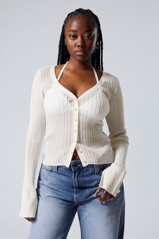 Pointelle Knitted Cardigan