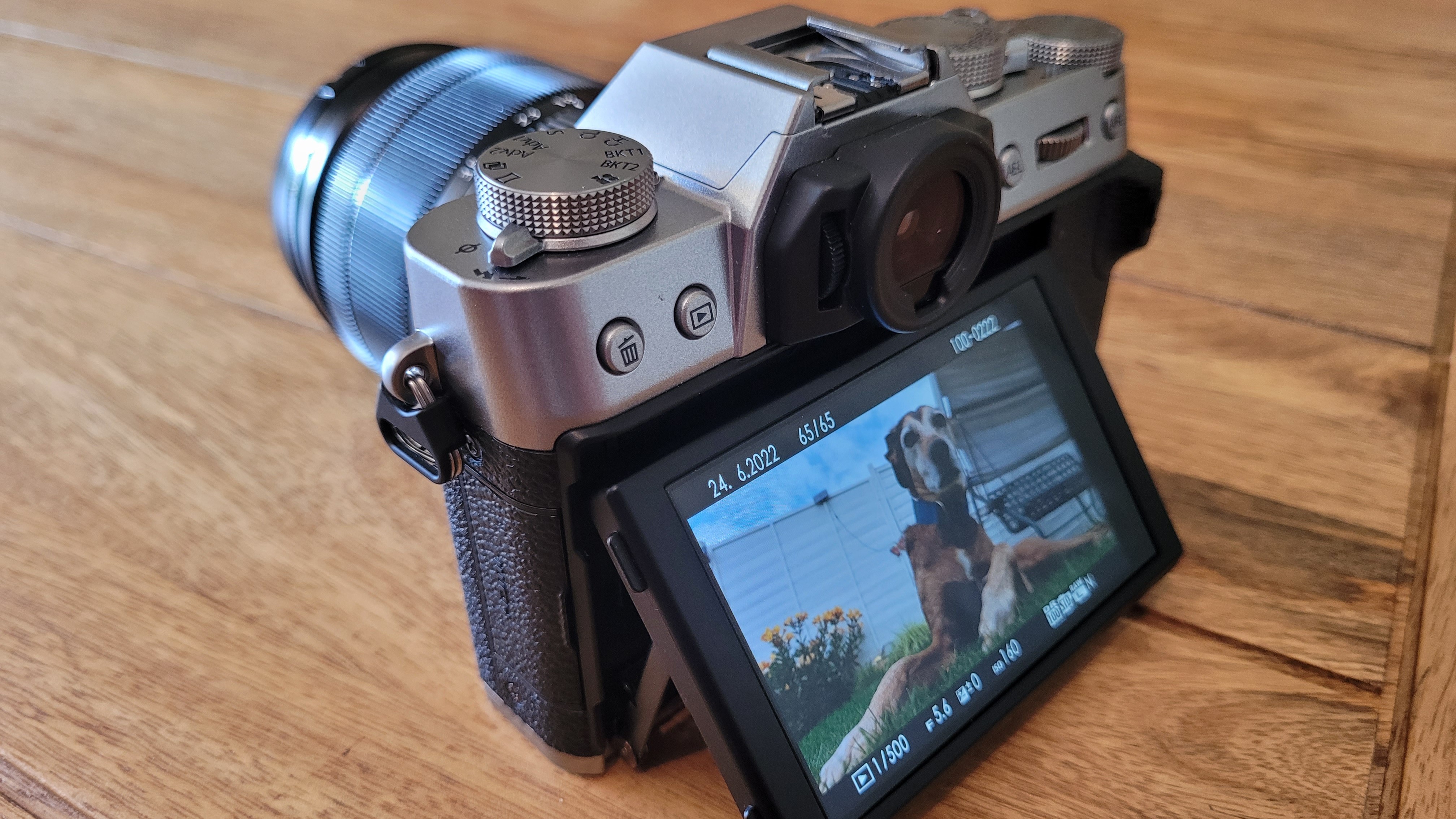 Image shows the rear of the XT-30 with the screen at a tilted angle