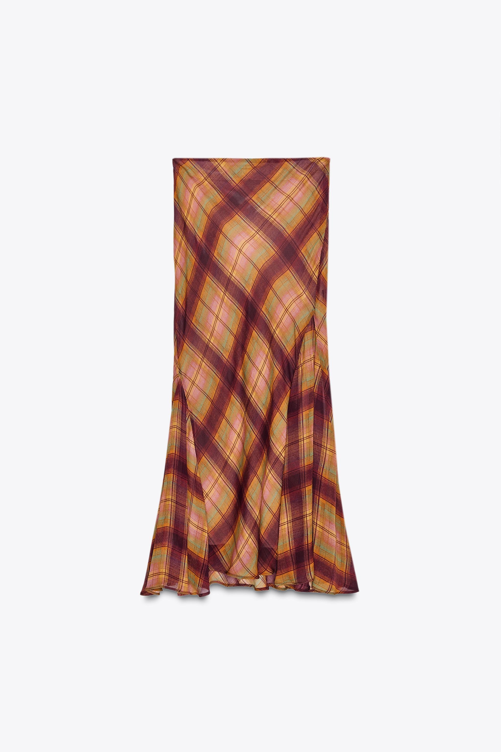 ZARA, Zw Collection Plaid Maxi Skirt