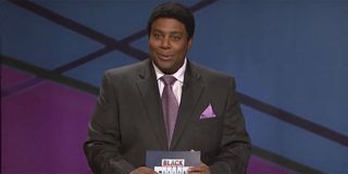 Kenan Thompson with note cards hosting Black Jeopardy on SNL