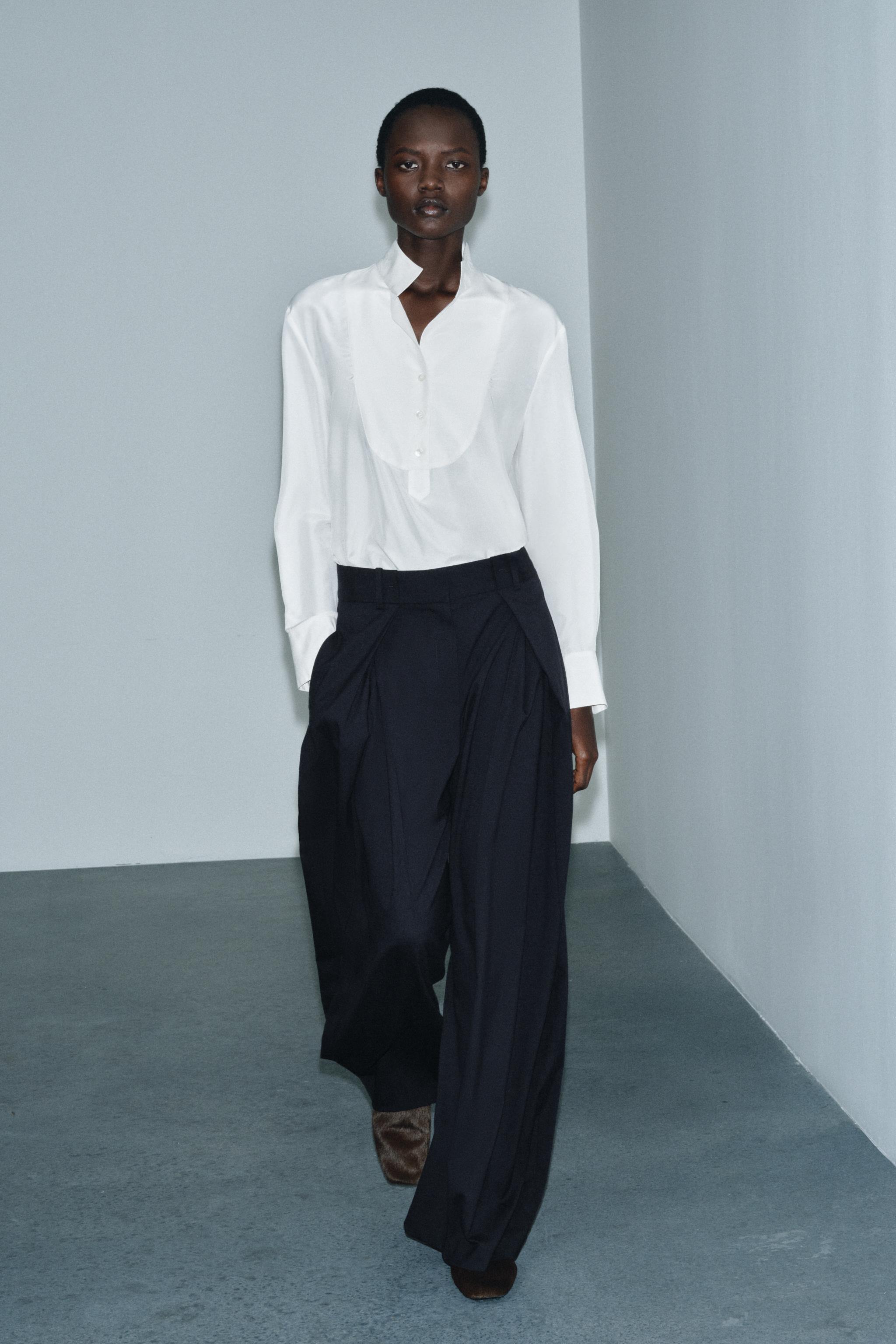 Zw Collection Wide-Leg Trousers With Darts