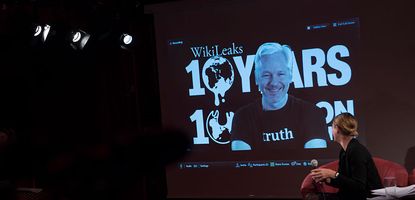 Julian Assange appears via live chat at WikiLeaks 10th anniversary celebration