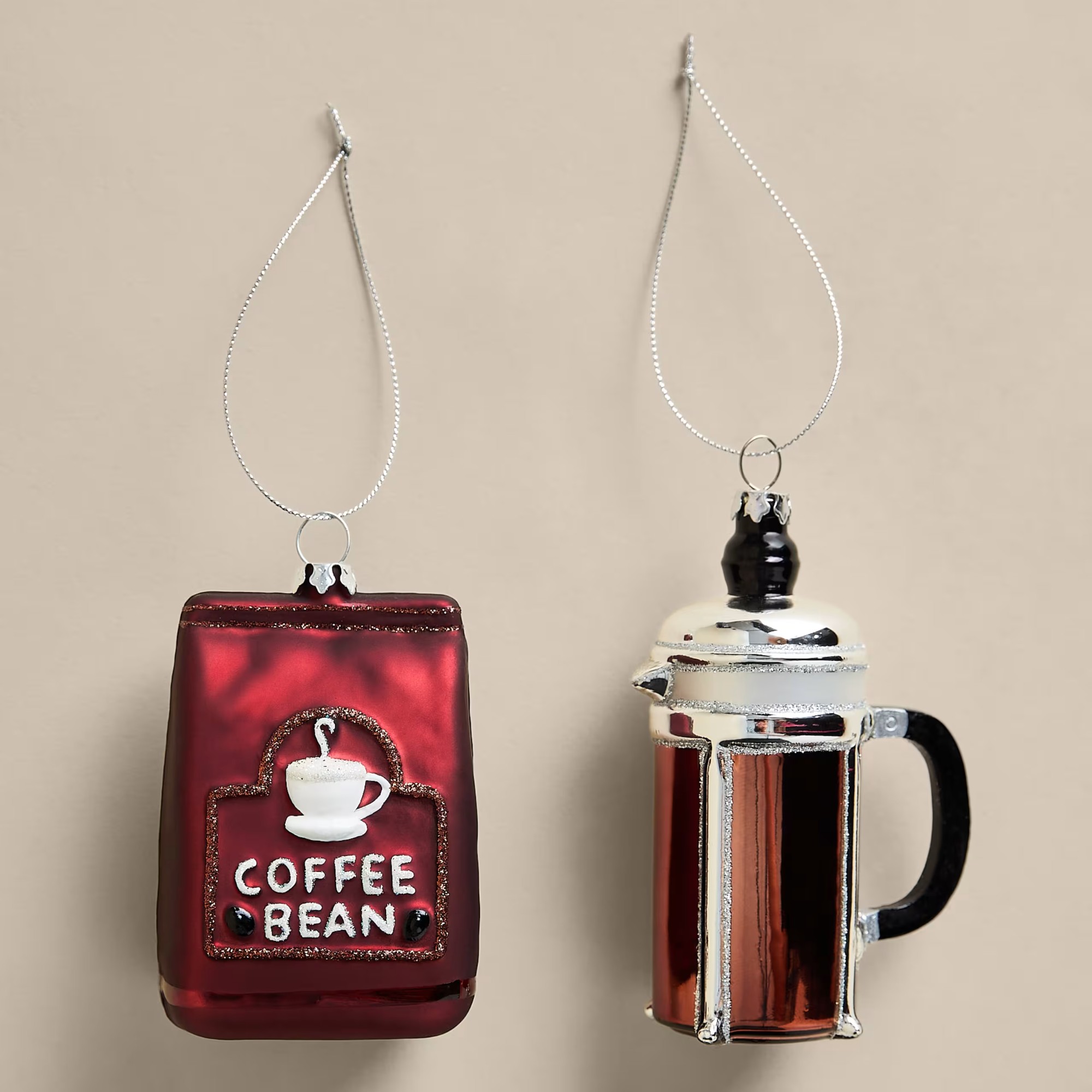 M&amp;amp;S 2 Pack Glass Hanging Coffee Decorations