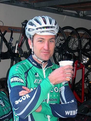 John Kelly enjoys a cup o' joe, pre-ride