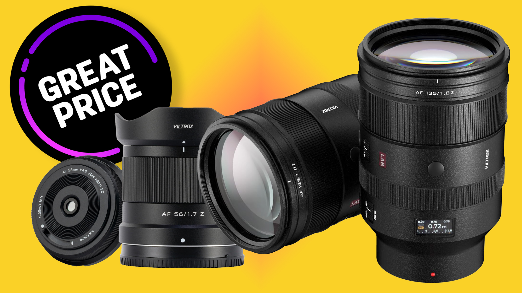 Viltrox lenses with Great Price sticker