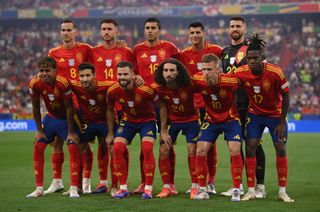 Spain Euro 2024 squad Players of Spain pose for a team photograph prior to the UEFA EURO 2024 Semi-Final match between Spain and France at Munich Football Arena on July 09, 2024 in Munich, Germany. (Photo by Justin Setterfield/Getty Images)