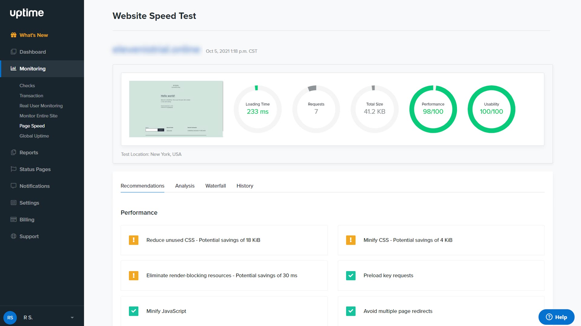 Interserver's page load speeds