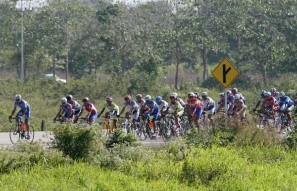 The peloton in action during stage 3.