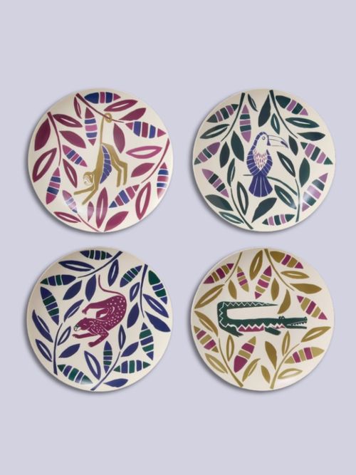 Modern Rustic Recycled Plastic Picnic Side Plate, Set of 4