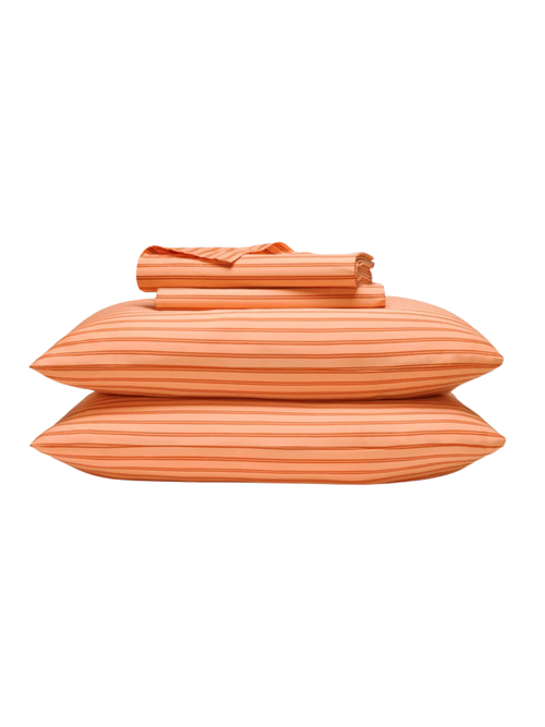 Tandem Stripe in Papaya Luxe Sateen Core Sheet Set