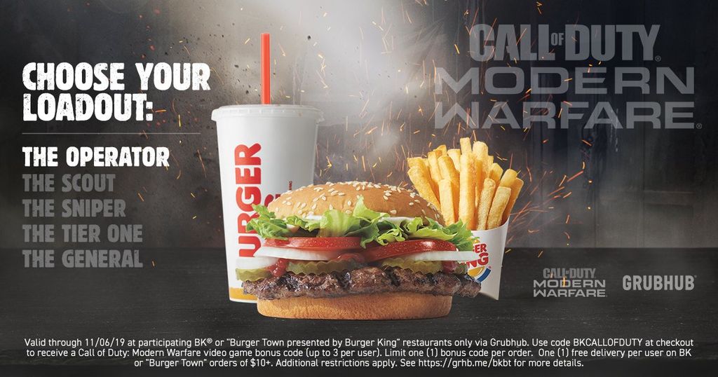 Burger King joins forces with Grubhub to promote launch of Call of Duty