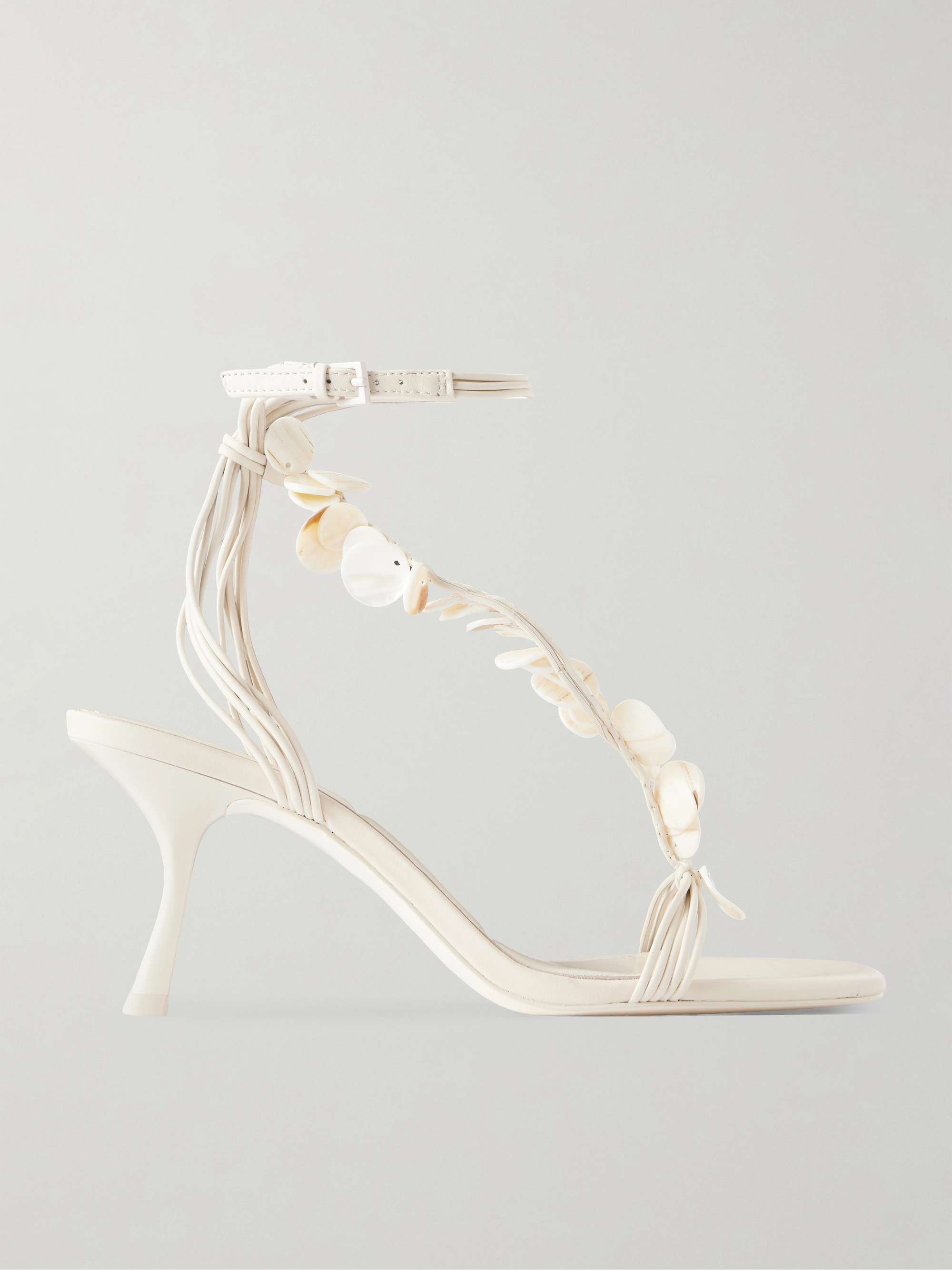 Elin Shell-Embellished Leather Sandals