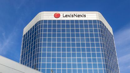 LexisNexis logo and branding pictured on a building front in downtown Toronto, Canada.