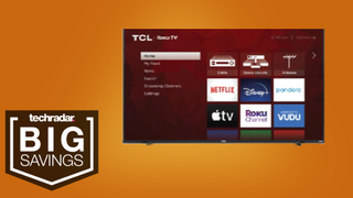 TCL-4-series TV deal on orange background